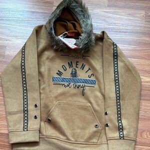Forever 21 Tan Hoodie with Faux Fur Trim
